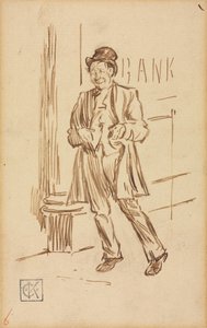 Studie af en beruset mand, der passerer en bank af Charles Samuel Keene