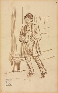 Studie af en beruset mand, der passerer en bank.
