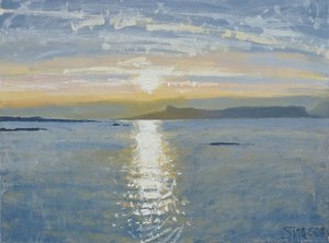 Sunset Sea, 2013 (olie på lærred) af Charles Simpson
