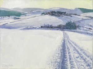 Spor gennem sneen, 2016 (olie på lærred) af Charles Simpson
