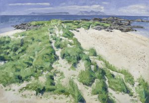 Two Beaches, 2016 (olie på lærred) af Charles Simpson