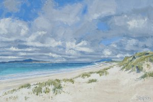 West Beach, Berneray, 2013 (olie på lærred) af Charles Simpson