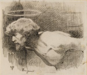 Studie til Halshugningen af Johannes Døberen, ca. 1881 (kul på tykt flødepapir)
