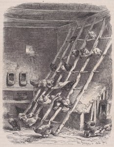 Besøg på en gård - The Roost, fra Le Magasin Pittoresque, ca. 1852.
