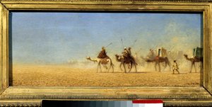 Karavane krydser ørkenen. Maleri af Charles Theodore Frere dit Bey Frere (1814-1888)