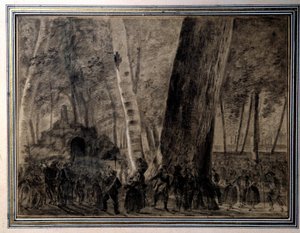 Fransk revolution: "" Liget af Jean-Paul Marat (1743-1793) begraver i Cordeliers have"" Tegning af Charles Thevenin (1764-1838) 1793 Versailles, Musee Lambinet af Charles Thevenin