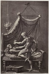 Fotoreproduktion af en tegning af Perino del Vaga, The Rape of Lucretia