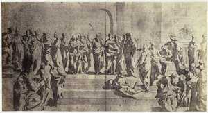 Fotoreproduktion af en tegning af Raphael, studie for The School of Athena