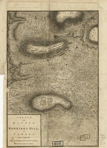 Skitse af slaget ved Hobkirks Hill, nær Camden, den 25. april, 1781, offentliggjort i London, 1794 af Charles Vallancey