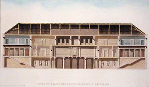 Tværsnit af Palais des Etats Generaux, Bruxelles, fra 