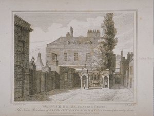 Udsigt over Warwick House, graveret af Samuel Rawle (1771-1860) og udgivet af John Booth (1794-1855) 1818 af Charles Warren