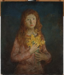 Et væld af gyldne påskeliljer, før 1927 (olie på lærred påsat kompositionstavle)