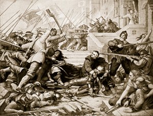 Forsvaret af Basing House, 1645, illustration fra 