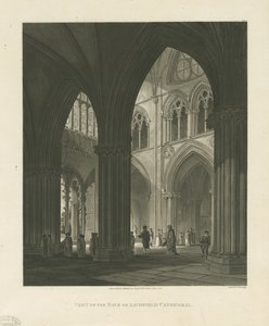 Interiør af Lichfield Cathedral - Nave: akvatintegravering af Charles Wild
