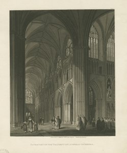 Interiør af Lichfield Cathedral - Nave: akvatintegravering af Charles Wild