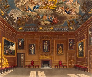 Dronningens audienssal, Windsor Castle, fra "Royal Residences", graveret af W. J. Bennett, udgivet af William Henry Pyne (1769-1843), 1818 (akvatint)