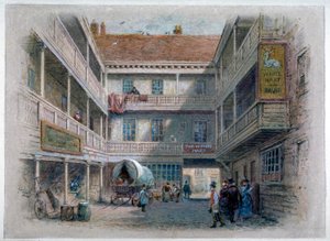 Gården til White Hart Inn, Borough High Street, Southwark, London, c1860 af Charles Wilkinson