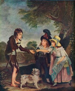 Portræt af Sir Francis Fords børn, der giver en mønt til en tiggerdreng. Udstillet 1793 1906