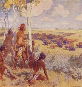 Kelsey ser Buffalo (farve litho)