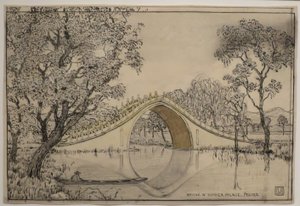 "Bro i sommerpaladset, Peking" af Charles W. Bartlett, HMA 28113 af Charles William Bartlett
