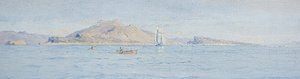 En solskinsdag ud for kysten, Villefranche sur Mer, ca. 1885 (olie på lærred lagt ned) af Charles William Wyllie