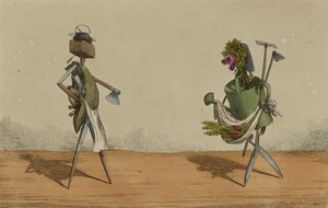 Animerede redskaber, plade 2, dedikeret til tømrerne og gartnerne i Storbritannien, ca. 1811 (håndfarvet radering)