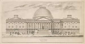 Capitol, Washington, D.C., indgraveret af Henry og James Stone (blomstrede 1822-1849), 1826 (akvatinte og streggravering på papir) af Charles after Bulfinch