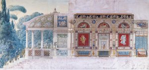 Design til en Hotel Particulier på Champs Elysees for Hortense de Beauharnais (1783-1837), Dronning af Holland (wc på papir) af Charles and Fontaine Percier
