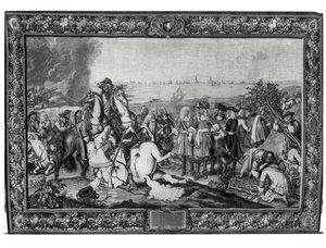 Ludvig XIV (1638-1715) ved belejringen af Douai, juli 1667, Gobelins Workshop af Charles attr. to Le Brun