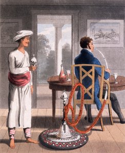 En herre med sin vandpibe-burdah, eller pibebærer, 1813