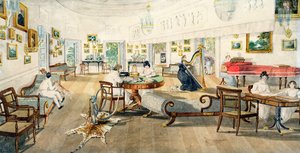 Sommerrummet i kunstnerens hus i Patna, Indien, 11. september 1824 (wc over grafit på vævet papir)