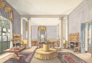Design til interiør, ca. 1830. af Charles de Brocktorff