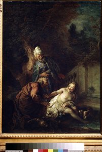Susanna og de ældste. Maleri af Charles de La Fosse (1636-1716), efter 1700. Olie på lærred. Barok kunst. Museum of Fine Arts, Pushkin, Moskva