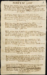Digt af Charlotte Bronte. Autograf renskrift, med udeladelser, af digtet 