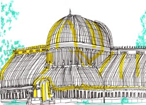 Botanic Gardens, Belfast, 2021 (pen og akrylmarkør) af Charlotte Orr