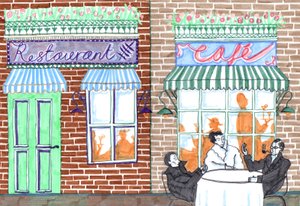 Cafe, 2017 (pensel) af Charlotte Orr