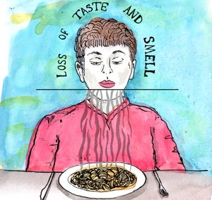 Parkinsons Illustration, 2019 (blæk og akvarel) af Charlotte Orr