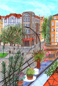 Sonnenallee, Berlin, 2017 (penselpenne) af Charlotte Orr