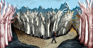 The Road Less Travelled, 2013 (tørpunktsætsning og digital) af Charlotte Orr