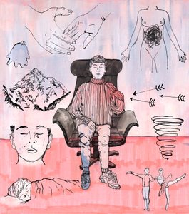 Terapiillustration, 2018 (blæk og akryl) af Charlotte Orr