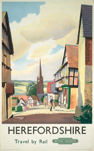 Plakat, British Railways (Western Region). Herefordshire Travel by Rail, Ledbury af Chater Paul Chater
