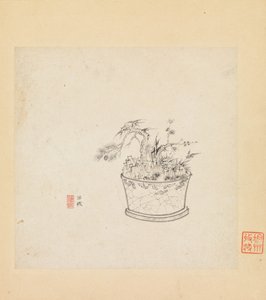 Diverse Studier, et blad dateret 1619. af Chen Hongshou