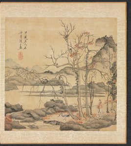 Malerier efter antikke mestre: Daoist og trane i efterårslandskab, 1598-1652. af Chen Hongshou