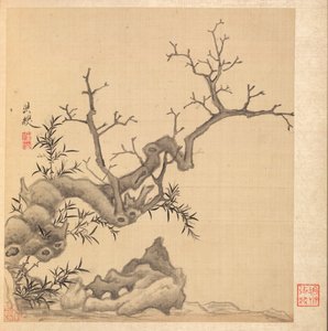 Malerier efter antikke mestre: klippe, gammelt træ og bambus, 1598-1652. af Chen Hongshou