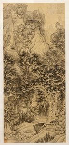 Bjerget med fem grå stær, 1650. af Chen Hongshou