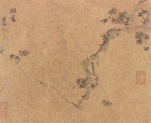 A Plum Branch, Ming-dynastiet, ca.1580-1639. af Chen Jiru