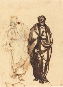 Draperet figur med en stav af Cherubino Alberti