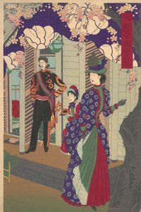 Blomstrende kirsebærtræer i Ueno Park Ueno koen kaika zu, 1888., 1888.