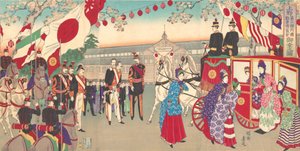 Kejserindens besøg på den tredje nationale industrielle salgsfremmende udstilling i Ueno Park ..., 1889.