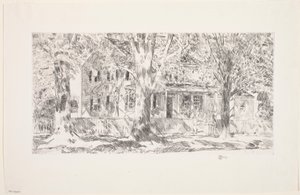 Hus på Main Street, East Hampton af Childe Frederick Hassam